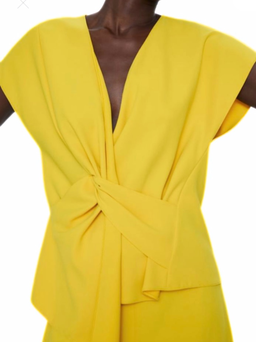 Zara Knot Front Top Yellow Size S